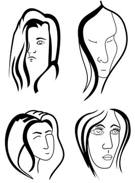 Set of woman faces Stock Illustration