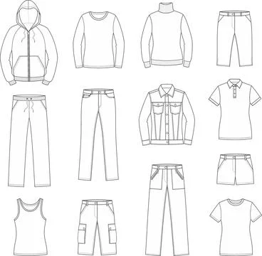 Set of womans casual clothes. Stock Illustration