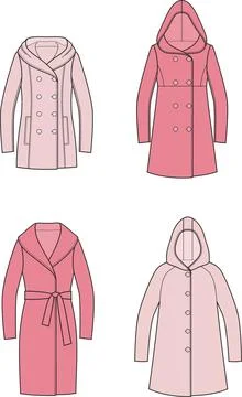 Set of womans overcoats. Stock Illustration