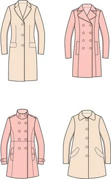 Set of womans overcoats. Stock Illustration