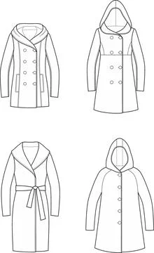 Set of womans overcoats. Stock Illustration
