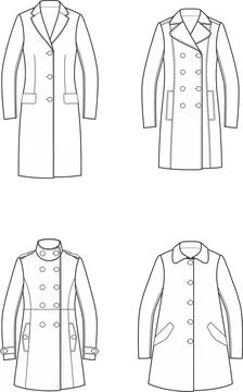 Set of womans overcoats. Stock Illustration