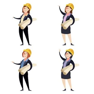Set of women engineers Illustrazione stock