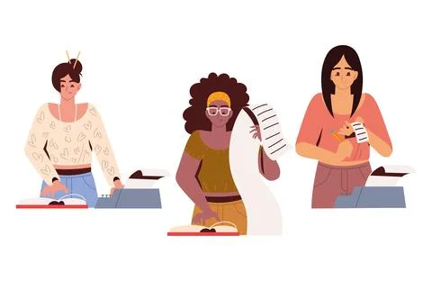 Set women multitask Illustrazione stock