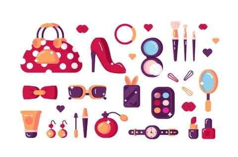 Set of womens accessories Stock Illustration