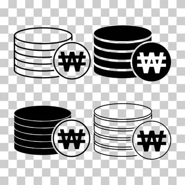 Set of Won stack coin, flat icon money design, cash sign vector illustration Stock Illustration