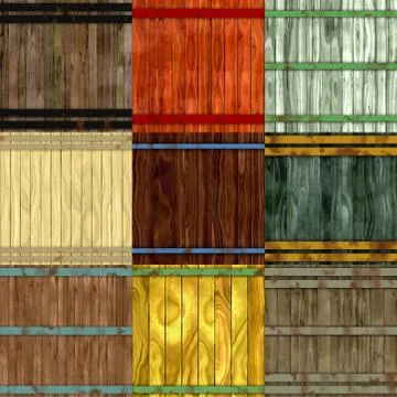 Set of wood barrel generated seamless textures Stock Illustration