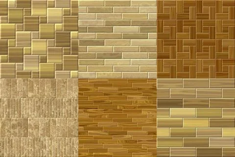 Set of wood floor seamless generated textures Stock Illustration