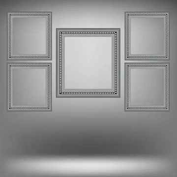 Set of Wood Grey Frames Set of Wood Grey Frames Isolated on Grey Light Bac... Stock Photos