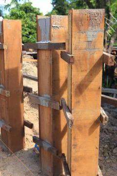 Set of wood pine timber for construction building Foto stock