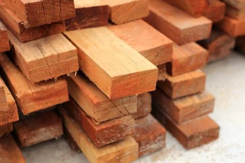 Set of wood pine timber for construction building Fotos de archivo