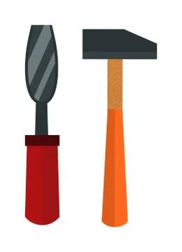 Set of wood processing tools hand equipment cartoon vector 스톡 일러스트
