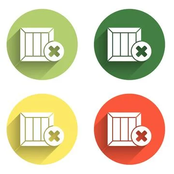Set Wooden box and delete icon isolated with long shadow background. Box, p.. Stock Illustration