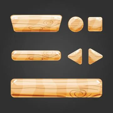 Set of wooden button for game design Stock Illustration