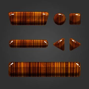 Set of wooden button for game design Stock Illustration