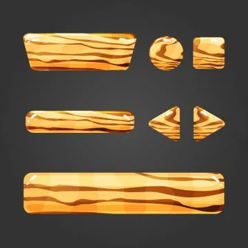 Set of wooden button for game design Stock Illustration