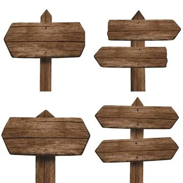 Set of wooden dark pointer isolated on white background Stock Photos