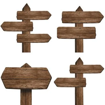 Set of wooden dark pointer isolated on white background Stock Photos