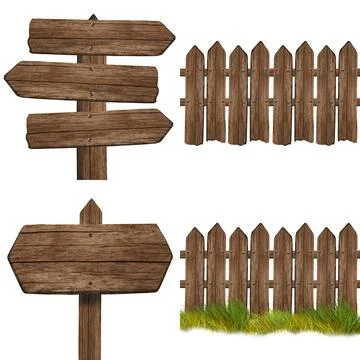 Set of wooden dark pointer isolated on white background Stock Photos