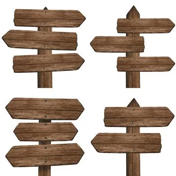 Set of wooden dark pointer isolated on white background Foto stock