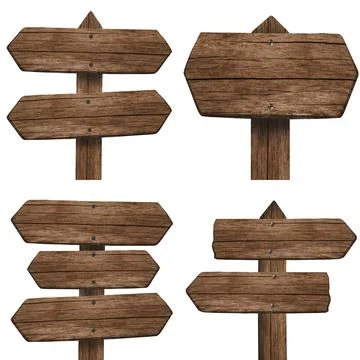 Set of wooden dark pointer isolated on white background Stock Photos