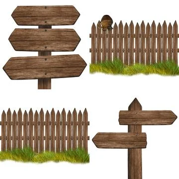 Set of wooden dark pointer isolated on white background Stock Photos