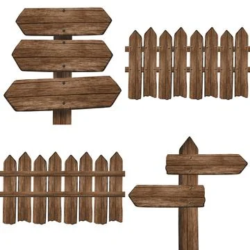 Set of wooden dark pointer isolated on white background Stock Photos