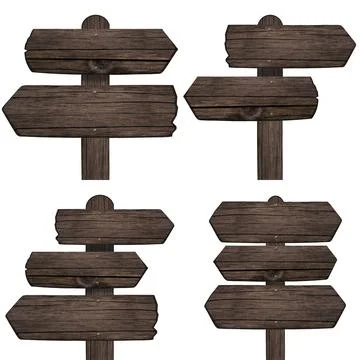 Set of wooden dark pointer isolated on white background Stock Photos