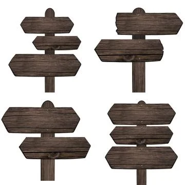 Set of wooden dark pointer isolated on white background Stock Photos