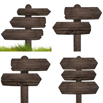 Set of wooden dark pointer isolated on white background Stock Photos