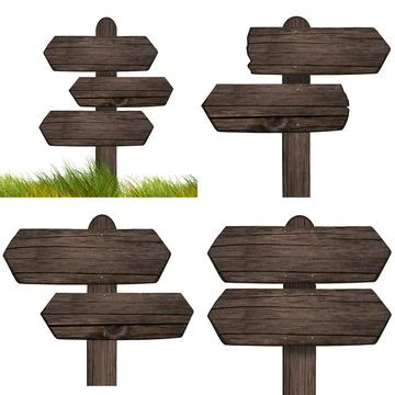 Set of wooden dark pointer isolated on white background Stock Photos