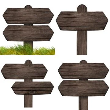 Set of wooden dark pointer isolated on white background Stock Photos