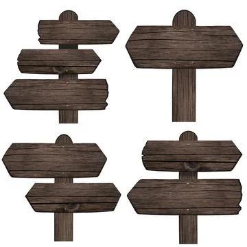 Set of wooden dark pointer isolated on white background Stock Photos