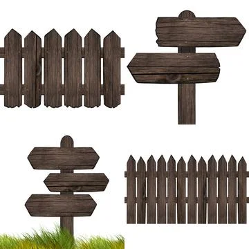 Set of wooden dark pointer isolated on white background Foto stock