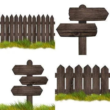 Set of wooden dark pointer isolated on white background Stock Photos