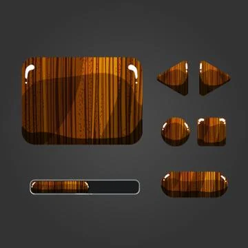 Set of wooden different buttons Stock Illustration