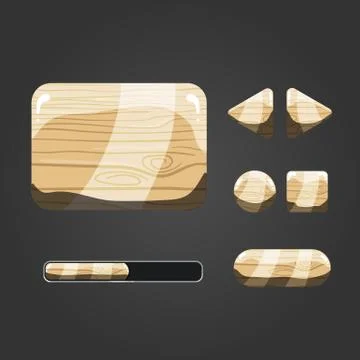 Set of wooden different buttons Illustrazione stock