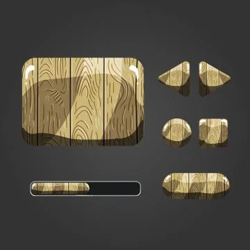 Set of wooden different buttons Stock Illustration