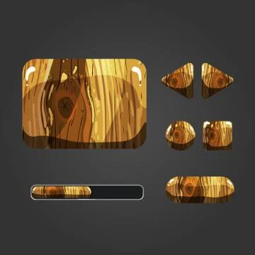 Set of wooden different buttons Stock Illustration