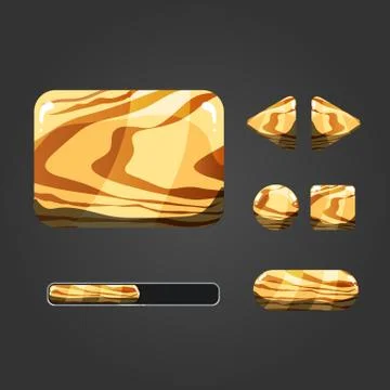 Set of wooden different buttons Stock Illustration