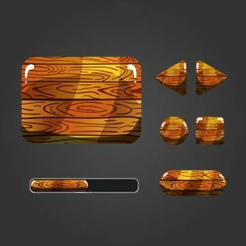 Set of wooden different buttons Stock Illustration