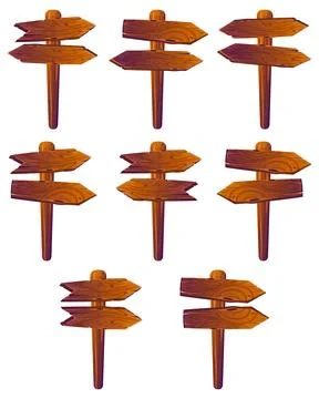 Set of Wooden Direction Signposts with Arrows Illustrazione stock