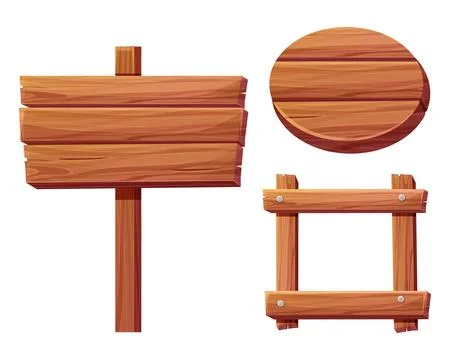 Set wooden frames borders from planks with rope and nails. Wood boards, brown イラスト素材