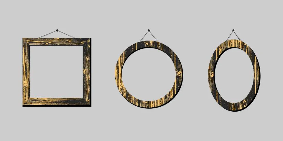 Set of wooden frames Stock Illustration