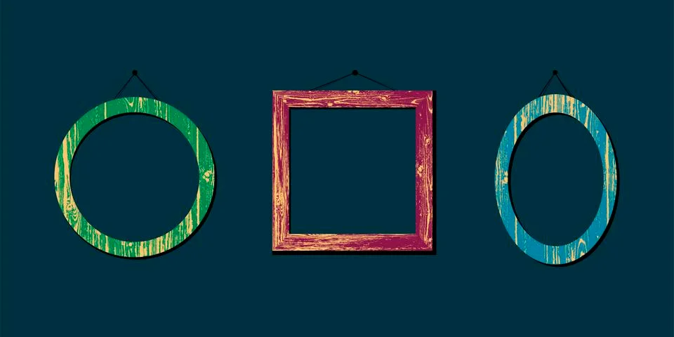 Set of wooden frames Illustrazione stock