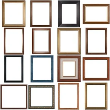 Set of wooden frames Stock Photos