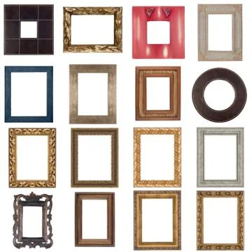Set of wooden frames Stock Photos