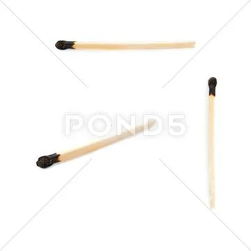 Set of Wooden match isolated over the white background Stock Photos