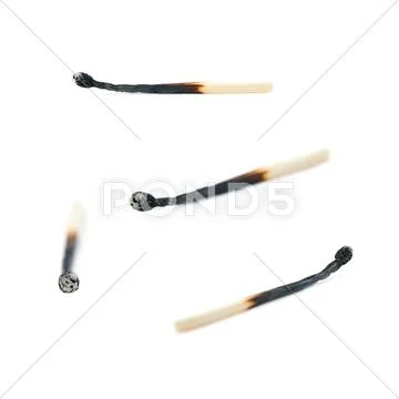 Set of Wooden match isolated over the white background Stock Photos