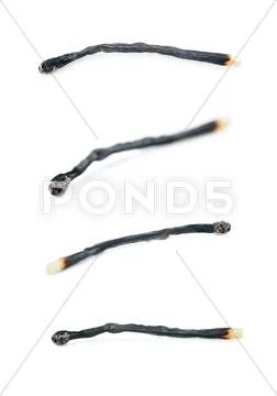 Set of Wooden match isolated over the white background Stock Photos